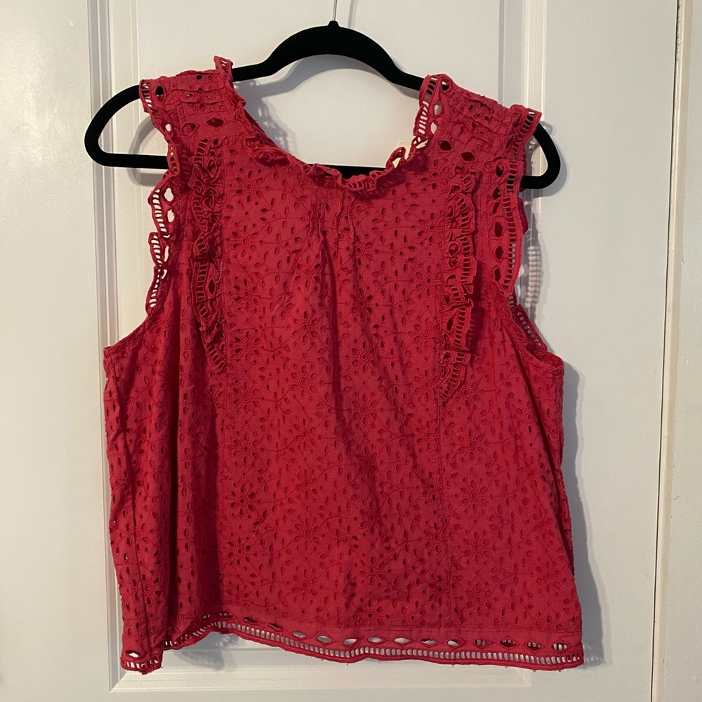 Anthropologie MAEVE Pink Eyelet Top